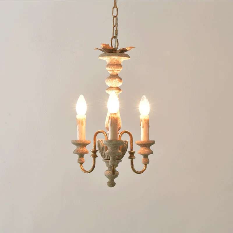 

Loft Creative Solid Wood Droplight American Rural French Chandelier Restaurant Bedroom Living Room Kitchen Retro Pendant Lamp