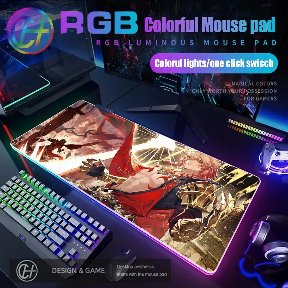 

Honkai Star Rail Mouse Pad RGB Gaming Mouse Pad Desk Mat HD Gamer Large LED Light XXL Cool Anime Mydei MousePads Computer Carpet