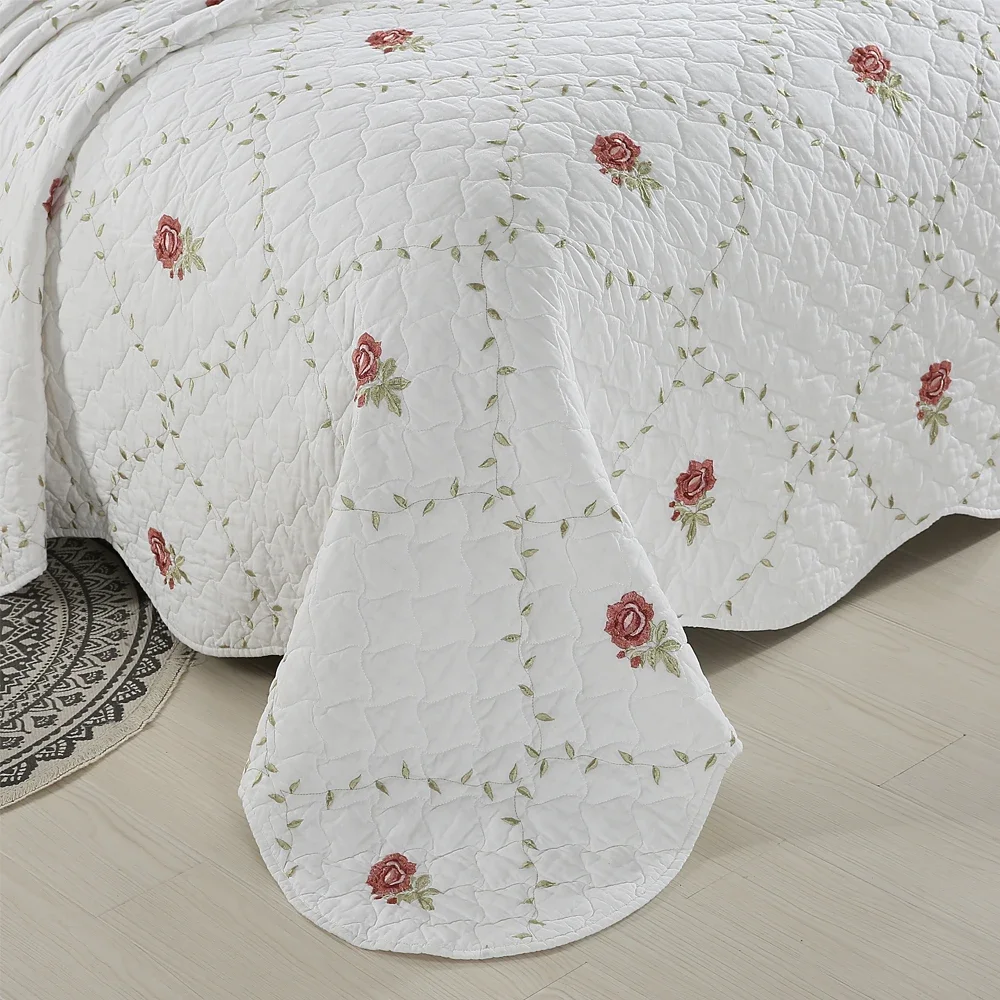 3 stks katoenen sprei op het bed dubbele spreien en dekbedden rose Geborduurde Matras topper euro Paar bed quilt set