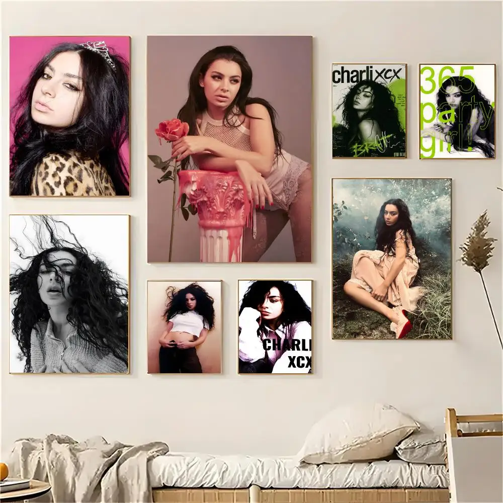 Charli XCX Singer Music Poster Self-adhesive Advanced Aesthetic Printing Paper Wall Art for Living Room Home Decor