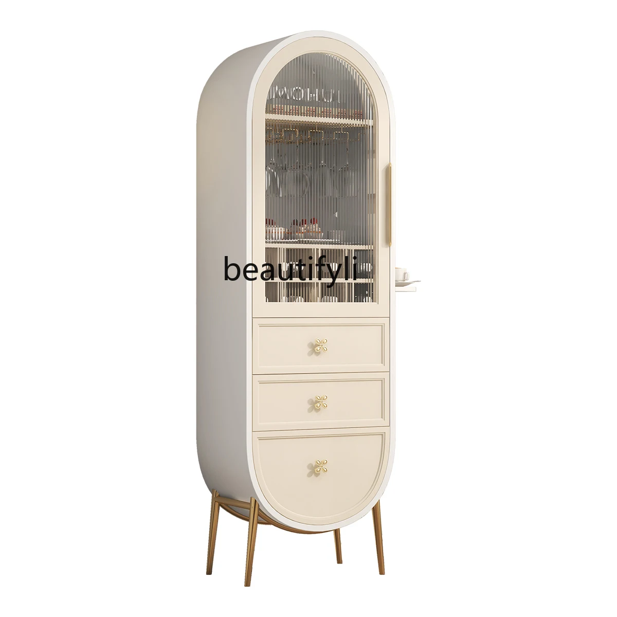 French Cream Style Single Door Changhong Glass Wine Cabinet Curio Cabinet Multi-Function Display Cabinet