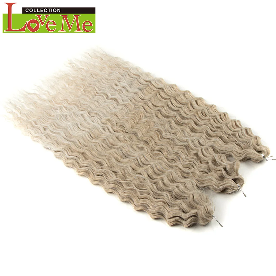 LOVE ME Ariel Synthetic Hair Extensions Water Wave Crochet Hair 24 Inch Passion Twist Hair For Women Cosplay Blonde Pink Color