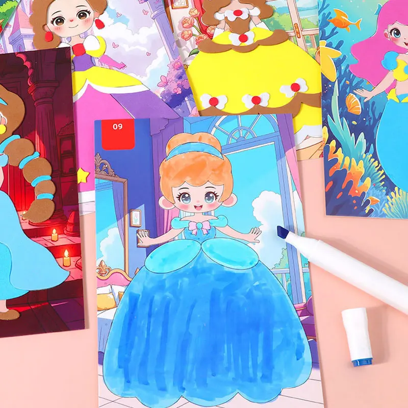 

Princess Foam Art Kit for Kids, EVA Foam Stickers with Art Board DIY Arts and Crafts for Boys Girls Age 3+, Princesses Birthday