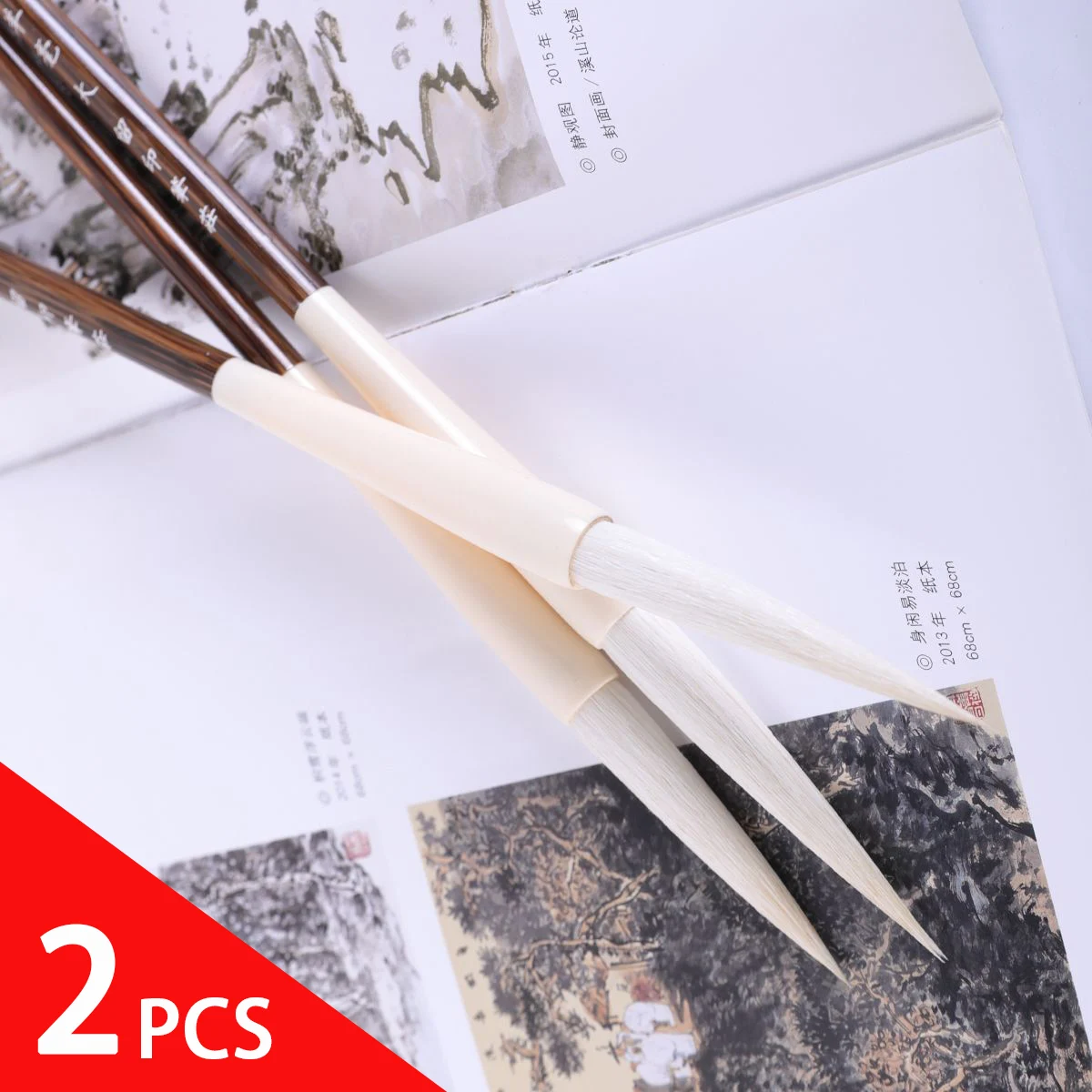 

2 Pcs Long Hair Calligraphy Brushes Chinese Painting Specialized Brush Solft Wool Traditional Paintbrush For Ink Wash Painting