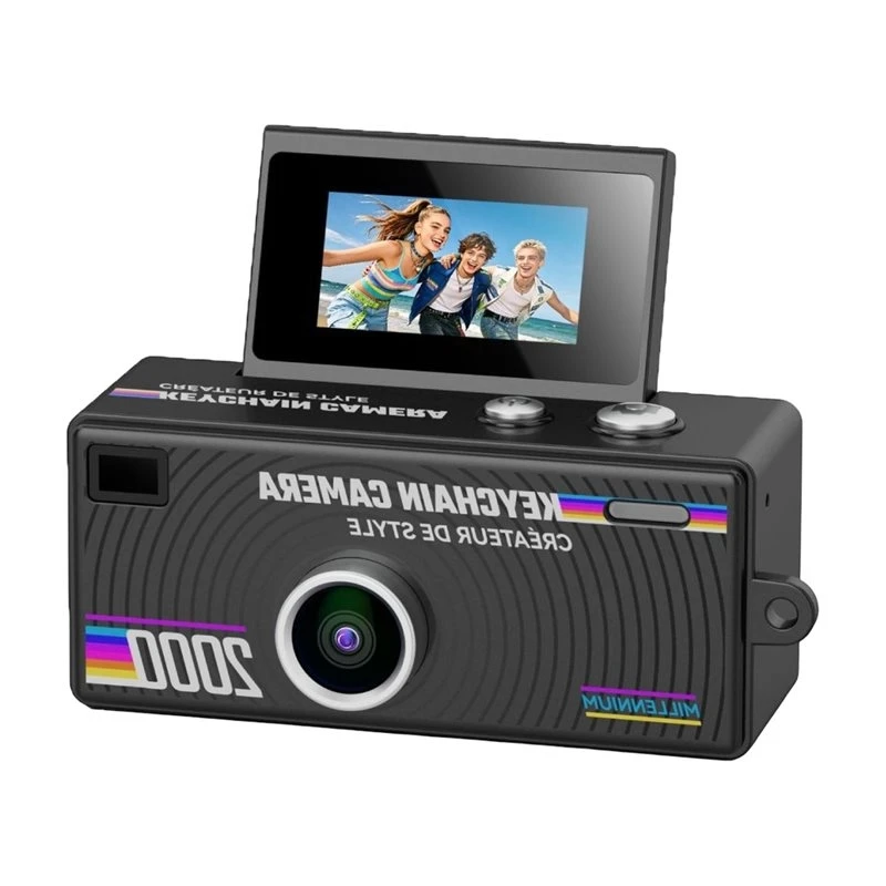 Best-Digital Camera 180° Flip Screen Selfile Keychain Camera Retro Support Memory Card 1080P HD Very Camcorder Video DV