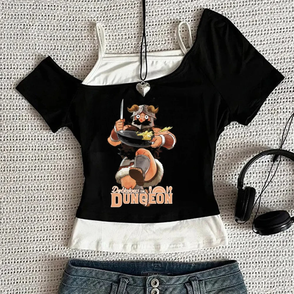 Ddlicious in Dungeon crop top female graphic cute jojifuku emo cutecore tshirt gothic 2000s cheap kawaii japan