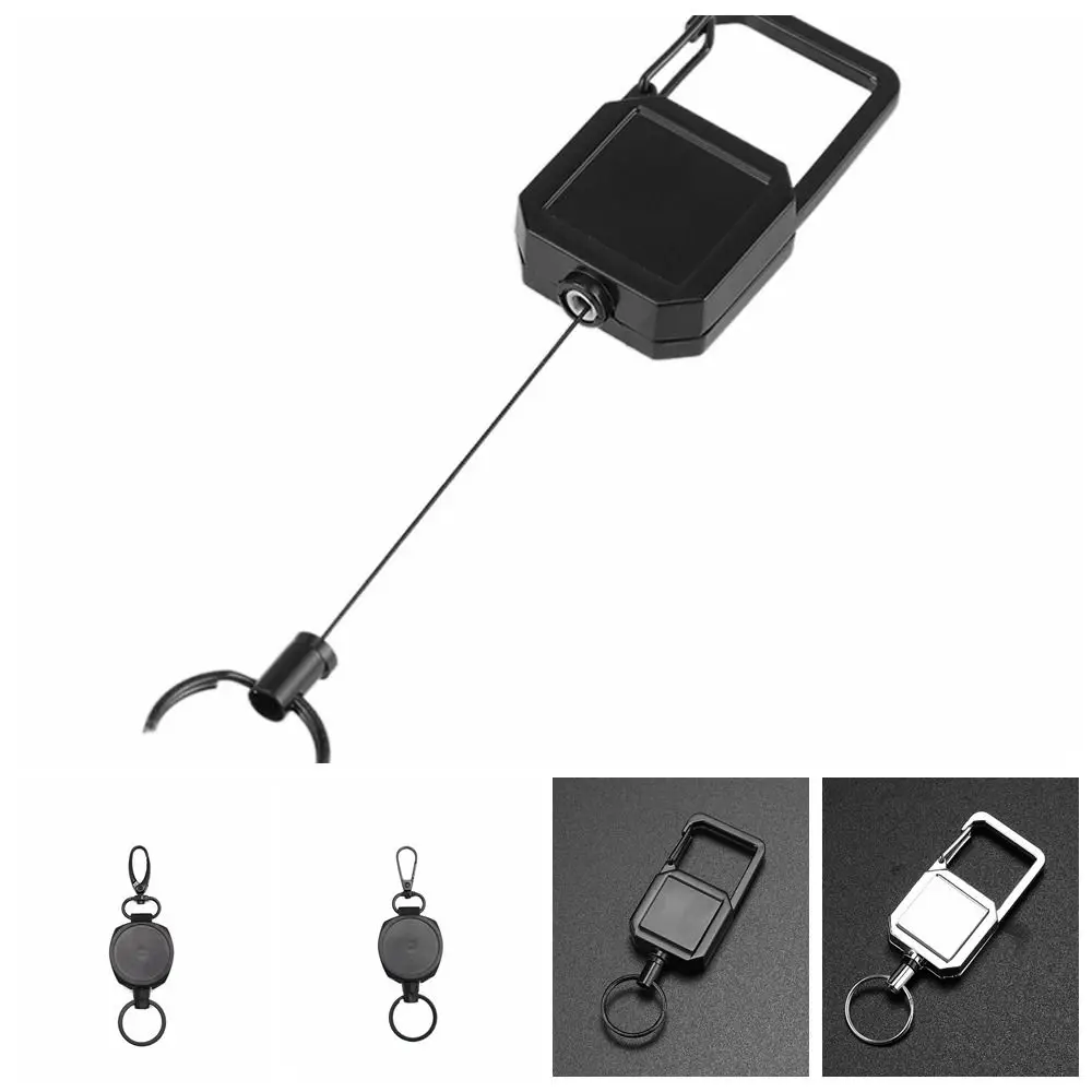 Easy-to-pull Retractable Key Ring Anti Lost Buckle Easy-to-pull Buckle Rope Bag Accessories Telescopic Rope Badge Holder Sporty