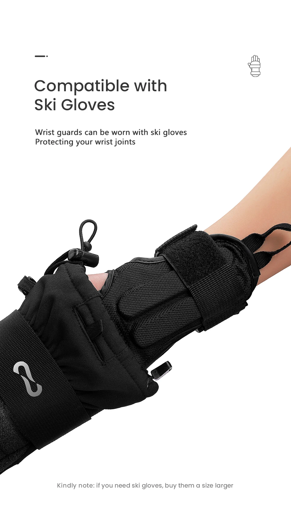 COPOZZ Ski-Handgelenkschutz, Snowboard-Handschutz, Rollschuh-Handgelenkstütze, Fitness-Ski-Handflächenschutz für Männer, Frauen und Kinder – Detail 7