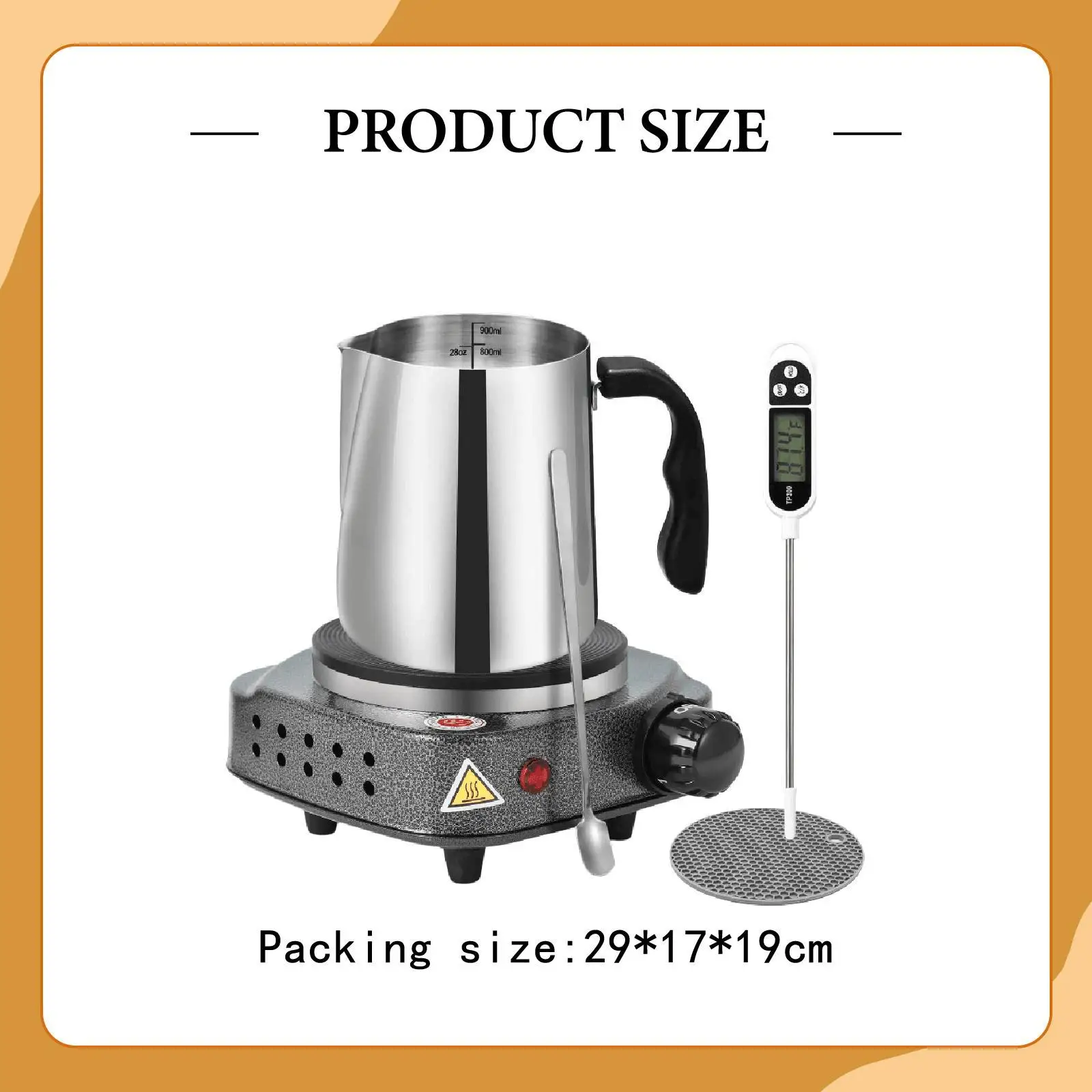 Complete Candle Making Kit Stainless Steel Container Electric Hot Plate Thermometer Pad and Spoon for Wax Crafts
