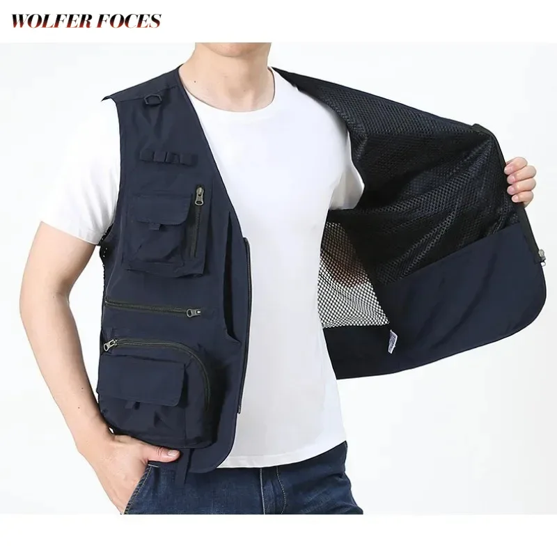 

Sleeveless Jacket Climbing Vest Men Motorcyclist Fishing Vests Professional MAN Safety Work Camping Clothing Hunting Waistcoat