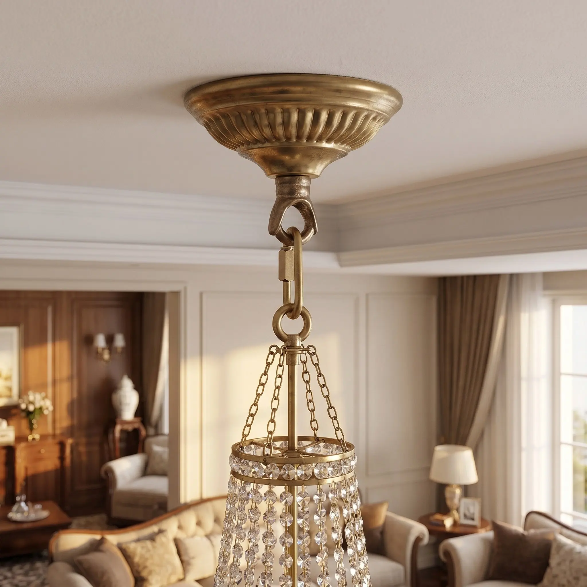 11Cm Copper Pendant Ceiling Hook Decorative Flower Plate Heavy Duty Light Canopy Swag Light Hanger Hanging Chandelier Lantern