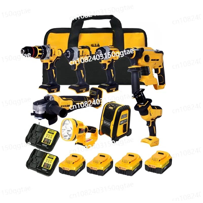 18V/20V Lithium Ion Battery Power 8 Tools Drill Driver Wrench Hammer All in One Brushless Cordless Drill Set