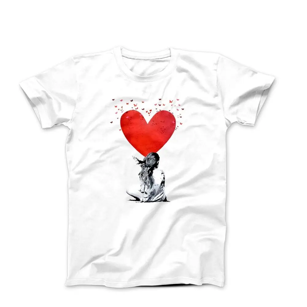 Banksy-Inspired Girl Dreaming of Love Graffiti Art T-shirt High Quality 100%Cotton Short Sleeve