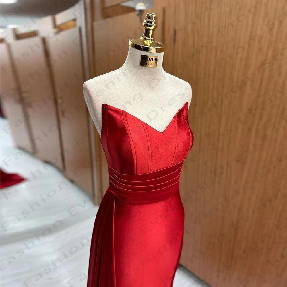 Red Women's Evening Dresses Sexy Off Shoulder Mermaid Satin Princess Prom Gowns Formal Cocktail Party Dress Fashion Celebrity De