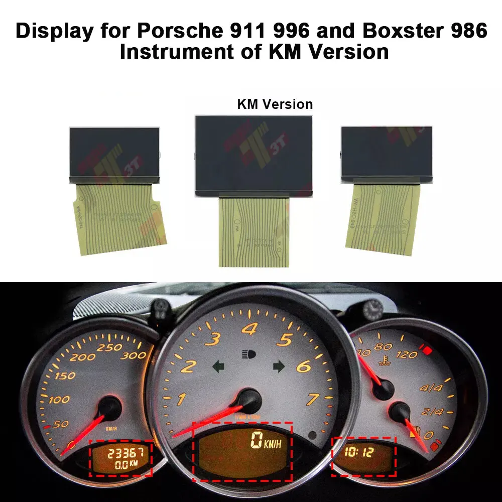 LCD Display for Porsche 911 996 and 986 Boxster Instrument Cluster KM Version
