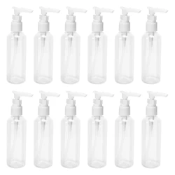 12 Pack 3.4Oz/100Ml Transparent Travel Bottles Pump Bottle Lotion Dispenser Bottle for Water, Massage Oil, Shampoo