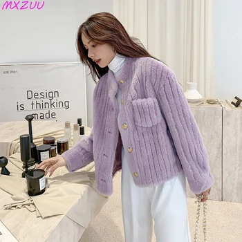 여성 겨울 양모 자켓 탑 Mujer 솔리드 캐주얼 스탠딩 칼라 부드럽고 따뜻한 양털 싱글 브레스트 리얼 모피 코트 Kurtki