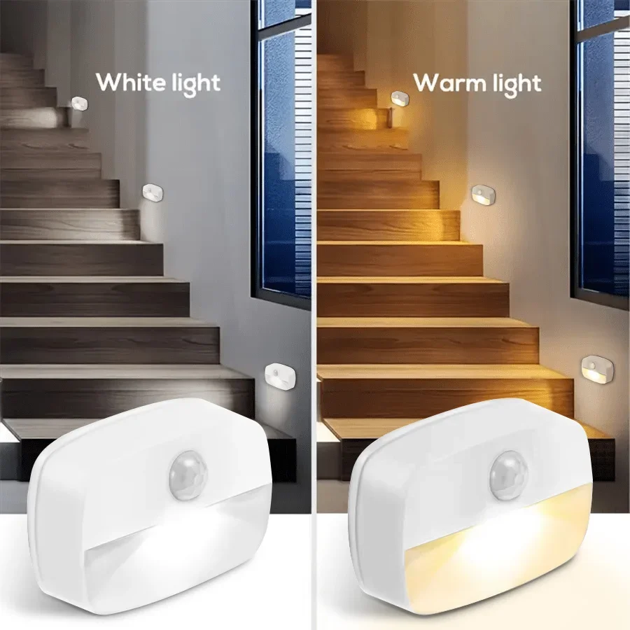 Mini Under Cabinet Light LED Night Lamp Battery Powered Motion Sensor Night Light for Home Bedroom Corridor Closet Stairs Toilet