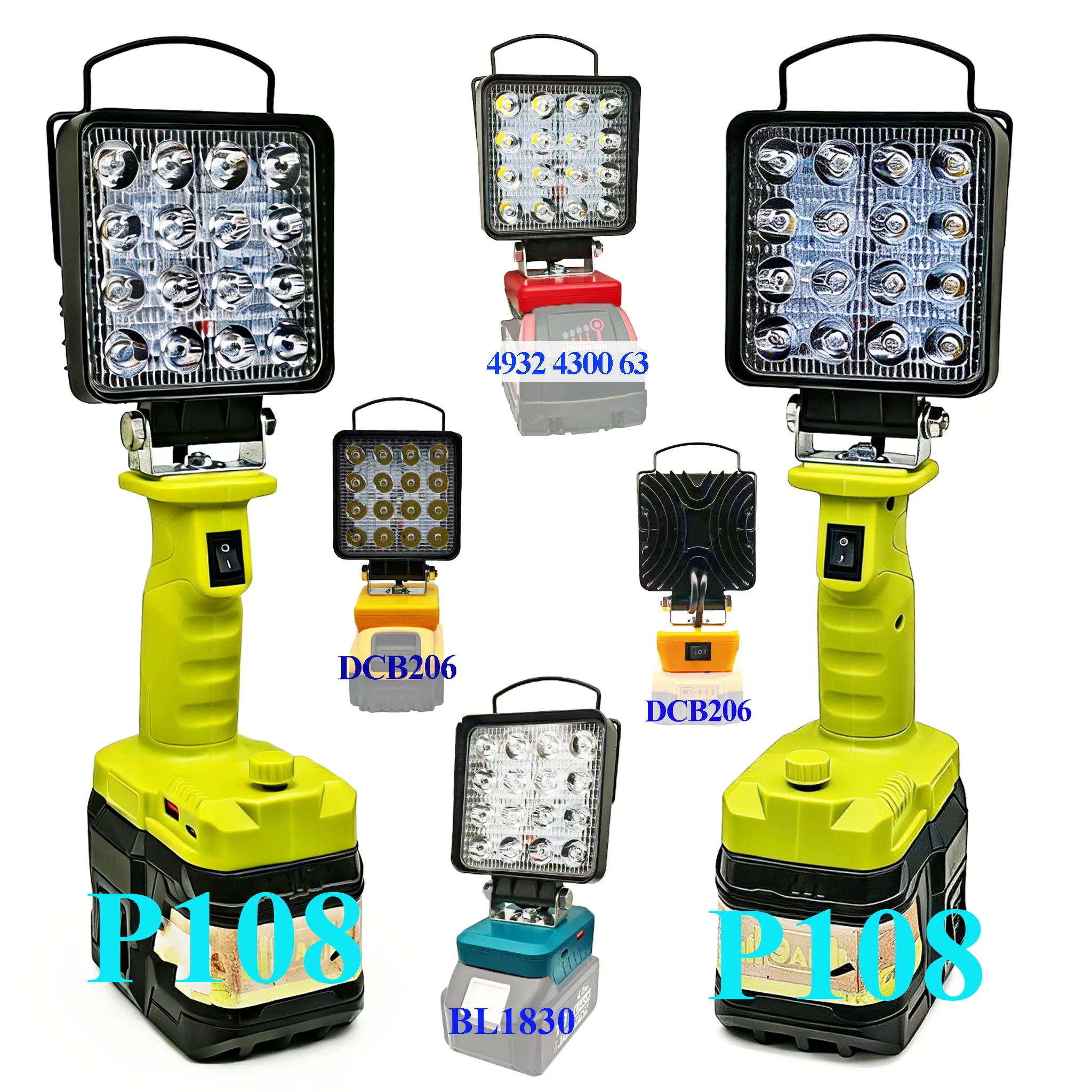 

Запчасти для инструментов: Корпуса для литиевых аккумуляторов Makita, DeWalt, Bosch, Milwaukee, Ryobi, M18; рабочие фонари, фонарики, лампы для кемпинга