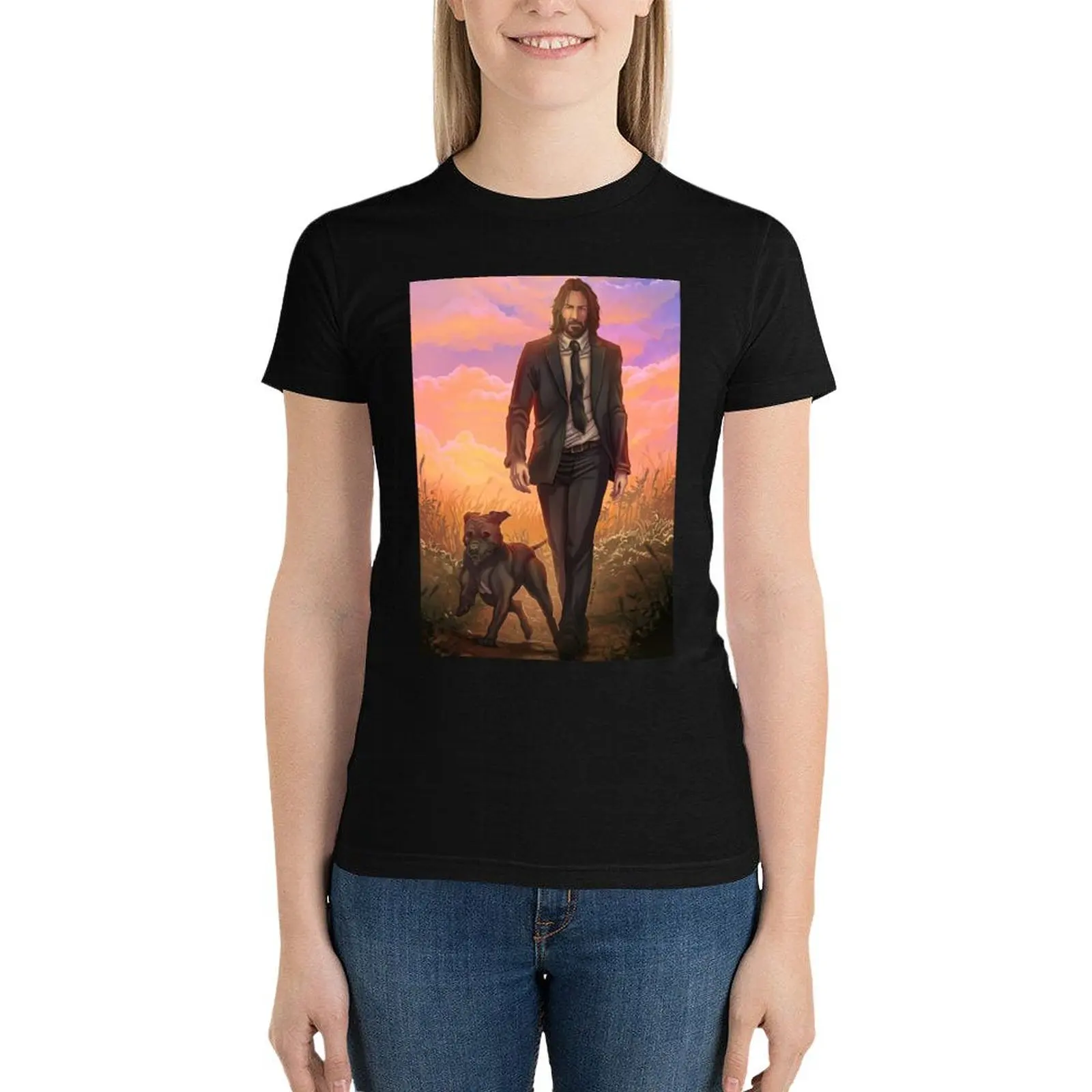 John wick the movies T-Shirt summer tops hippie clothes Short sleeve tee white t-shirt dress for Women sexy