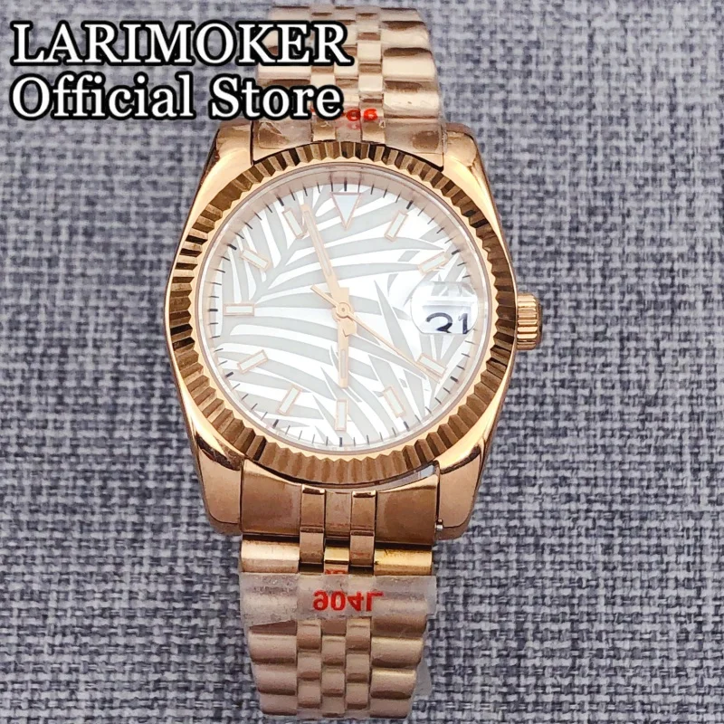 

LARIMOKER 36 мм/39 мм сапфировое стекло из нержавеющей стали, корпус из розового золота с ремешком, мужские автоматические механические часы для дайвинга NH35