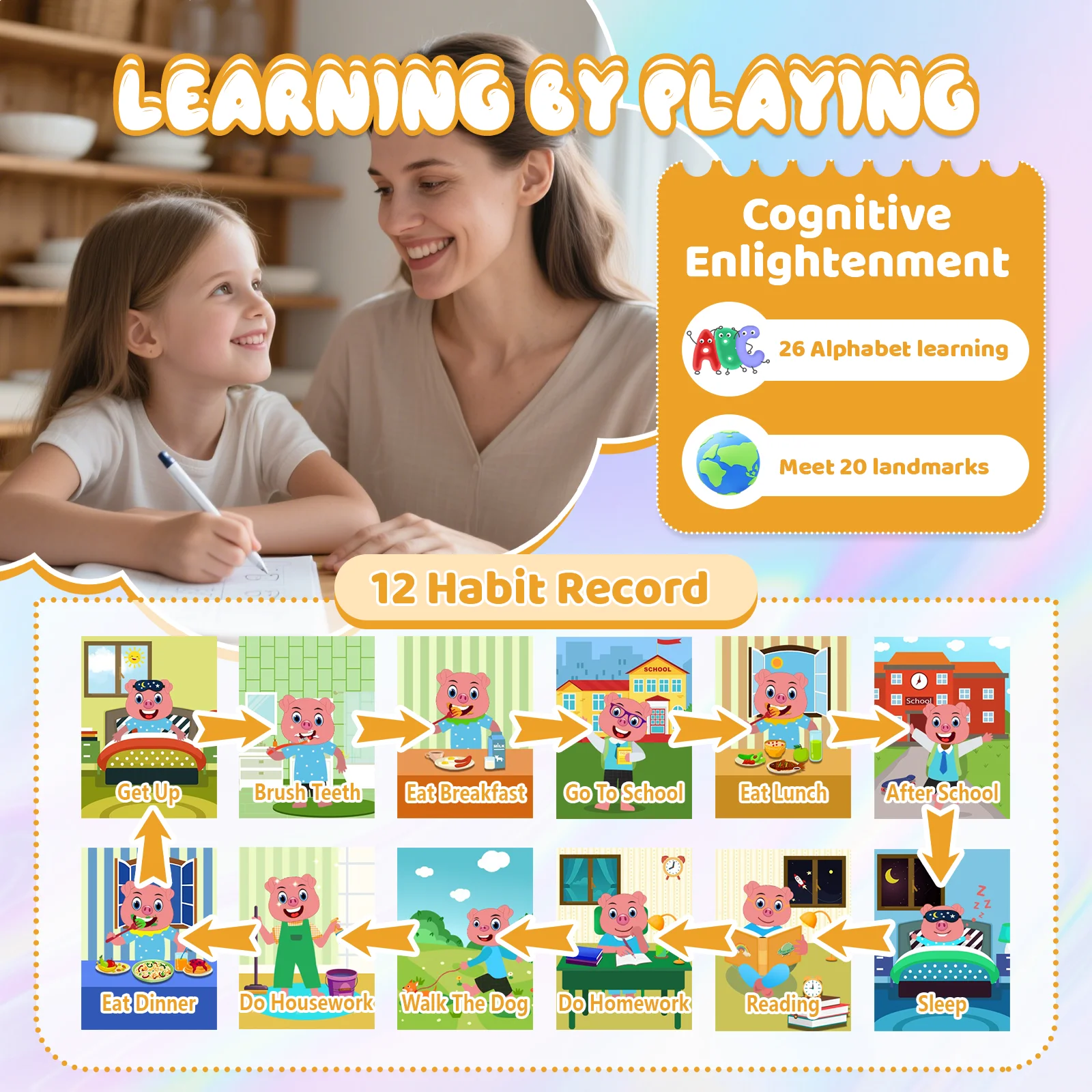 Téléphone intelligent pour enfants, double caméra HD 1080P, écran tactile, Mini lecteur, appareil photo numérique, jouets éducatifs pour filles et garçons, cadeaux de noël