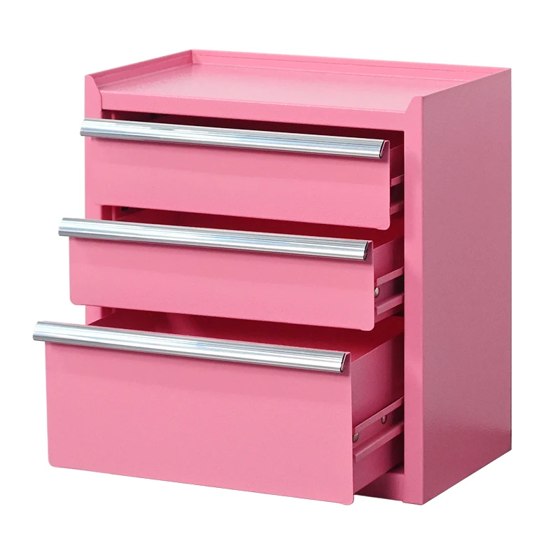 a forCustom Pink Waterproof Iron Powder Coated Outdoor Tool Box Drawers Lockable Lightweight 3-Compartment Workshop