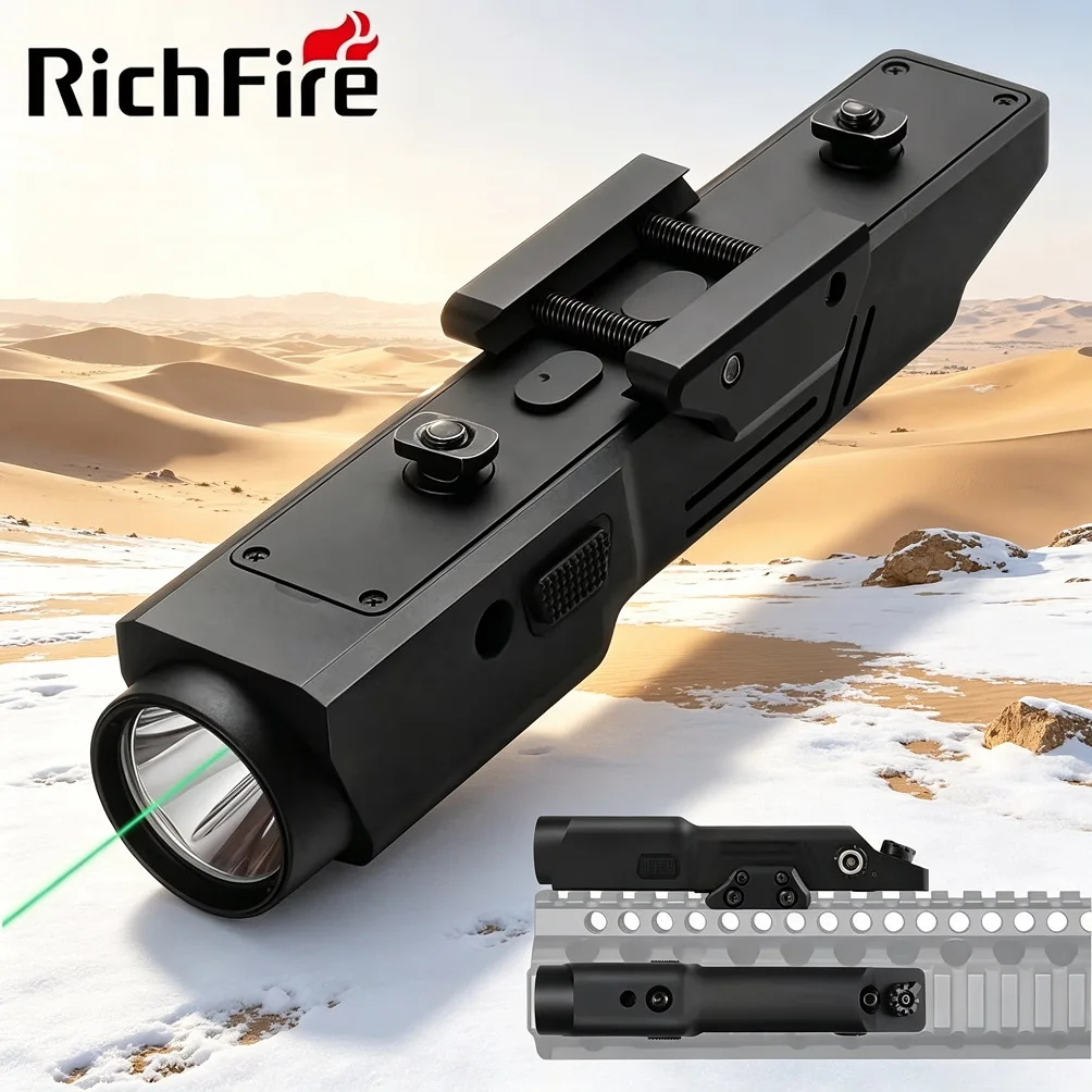 Rifle Rechargeable Tactical LED Flashlight 2000Lumens 2 in 1 Combo Torch Light with 20mm Rail Mounted for Hunting