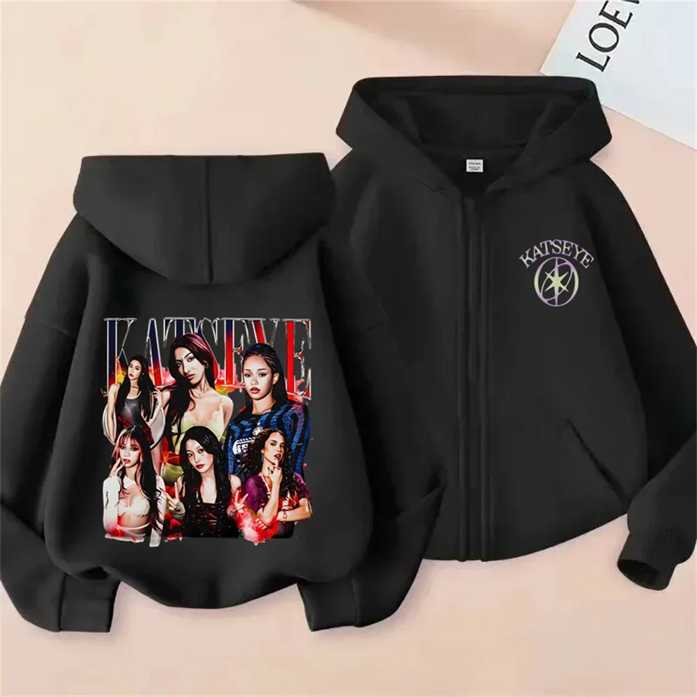 Toddler Girl Clothes Girl Group Katseye Zipper Hoodie Boys Fashion Casual Sweatshirt Movie New Kids KATSEYE Zip UP Hooded Tops