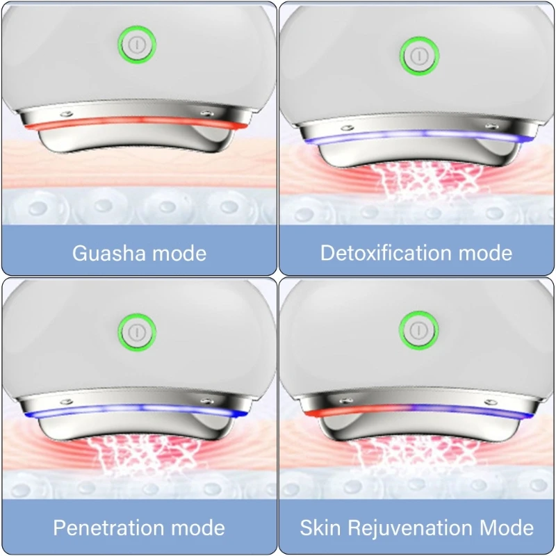 EMS Gua Sha Face Massager 3 Intensity Electric Face Muscle Relaxer with Cold Heat Therapy and LED Lights