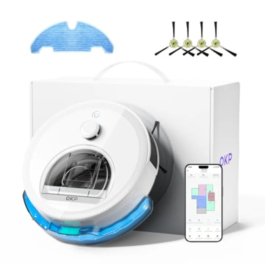 

Робот-пылесос L6 AquaLiDAR с навигацией, 3,7-дюймовый ультратонкий корпус, мощное всасывание 6000 Па, 150 минут работы, тихая работа, самозарядка