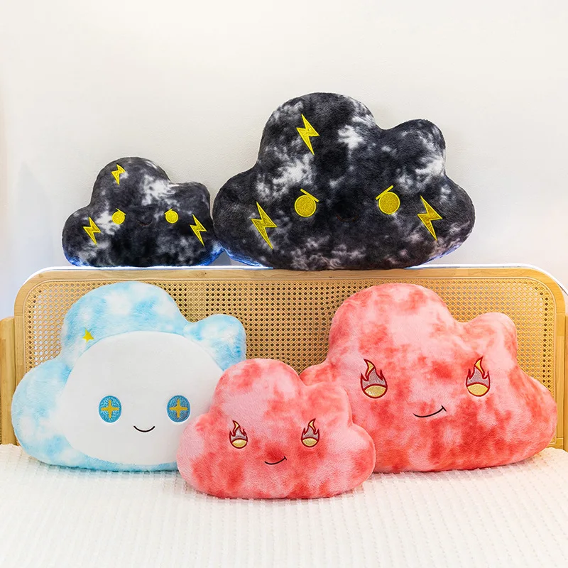 Cuscino Morbido a Forma di Nuvola con Faccina Sorridente, Rosso Blu Nero, Decorazione per Casa, Divano, Camera da Letto, Soggiorno, Regalo per Bambini e Adulti