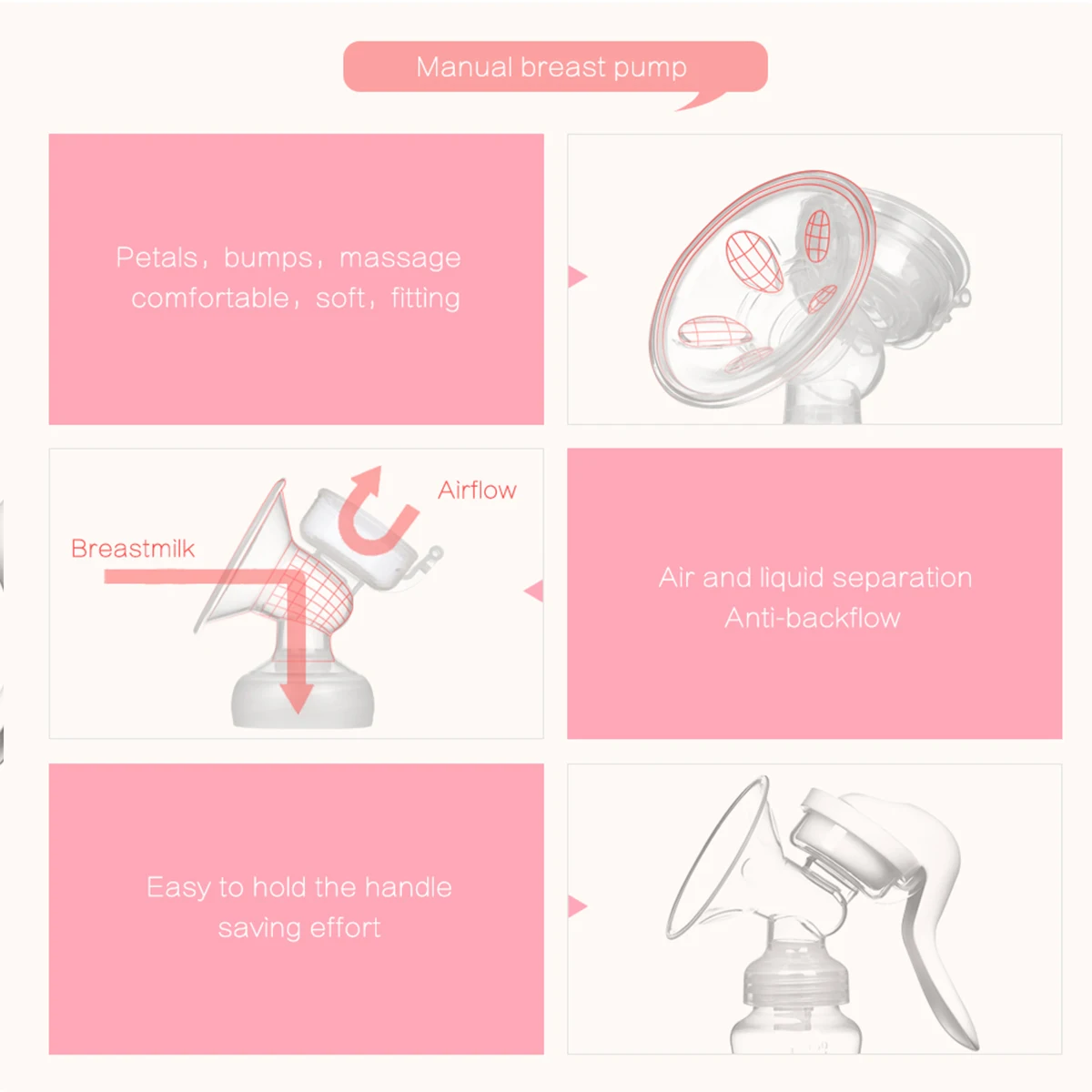 Breast Pump Baby Nipple Manual Suction Milk Pump Feeding Breasts Pumps Milk Bottle Sucking Postpartum Supplies BPA Free