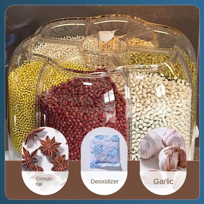 

AB02 Домашний контейнер для еды Вращающиеся бочки для риса Герметичный диспенсер для хлопьев Кухонный контейнер для хранения еды Белый