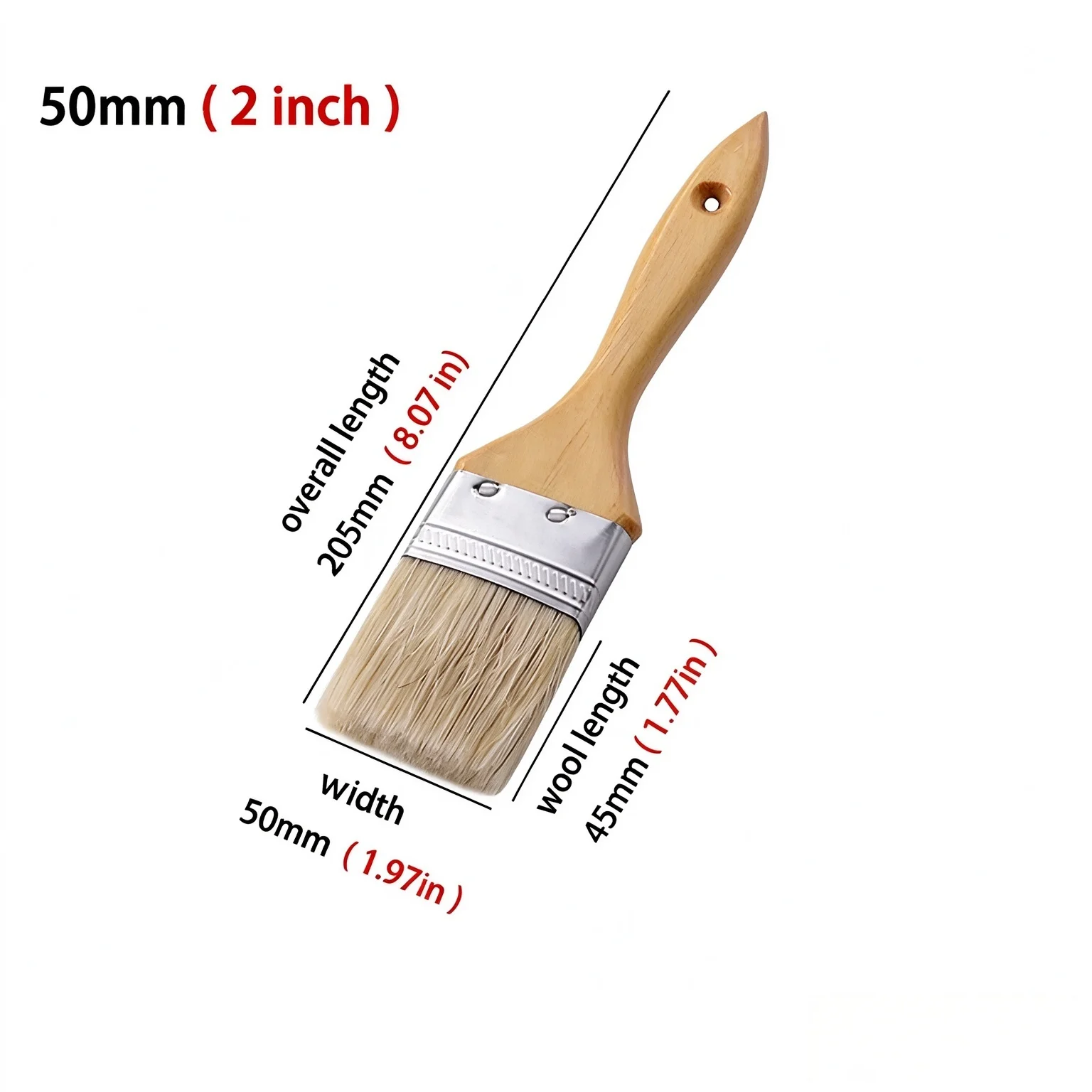 Pig White Mane Brush Wooden Handle Tool Decoration Paint Coating Latex Cleaning Barbecue Baking Painting