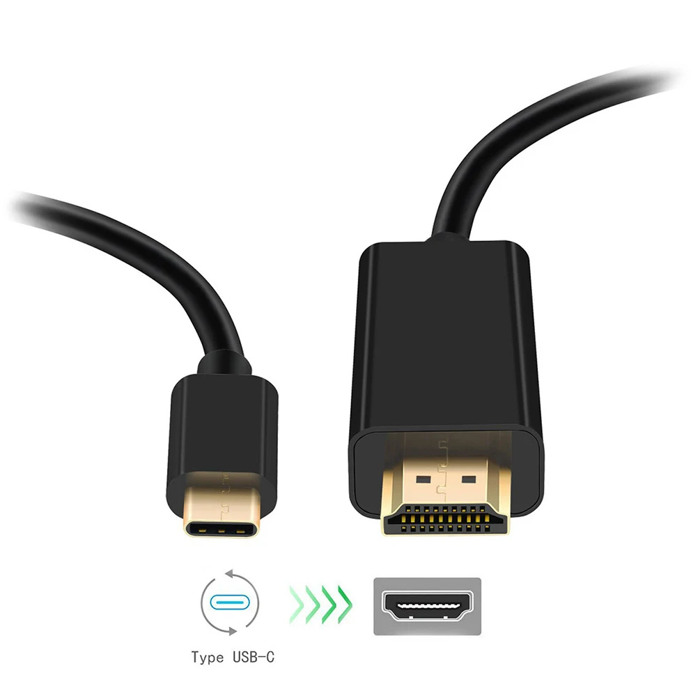 

1.8M Usb 3.1 Type-C To Adapter Cable Black Ultra-Thin For Notebook Monitor Projector 4K Cord Type C Converter Pcs