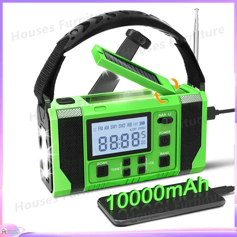 For Solar Radio Hand Crank Emergency Weather AM FM NOAA Portable Camping Gear Flashlight Reading Light Power Bank Outdoor