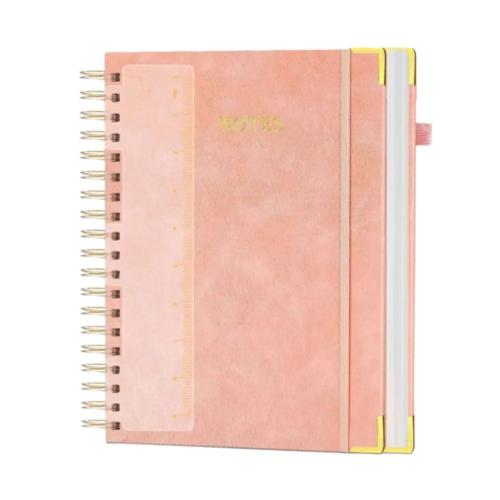 300 Pages PU Leather Notebook Thick Paper No Ink Bleed Twin Coil Binding Metal Binding Smooth Writing Business Notebook