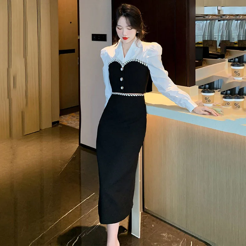 

2023 Spring Fashion Women's French Celebrity Small Fragrance Bubble Sleeve Short Coat + Split Half-length Skirt Two-piece Set