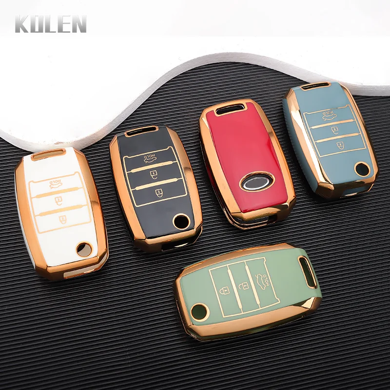 TPU Car Flip Key Case Cover Shell Fob For KIA RIO 3 K2 K3 K4 K5 Sportege Picanto Optima Soul Ceed Sorento Forte Stinger Cerato