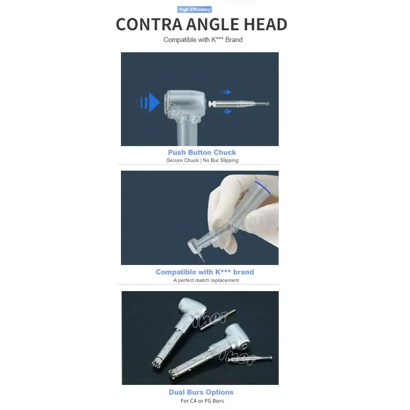 Dental Low Speed Contra Against Angle Head forKaVo Push Button Inner Water Spray FG CA Contra Angle Head