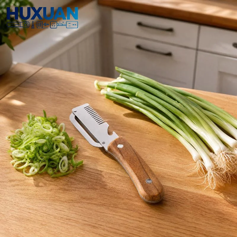 3-in-1 Stainless Steel Vegetable Peeler with Ergonomic Wooden Handle for Smooth Cooking Experience