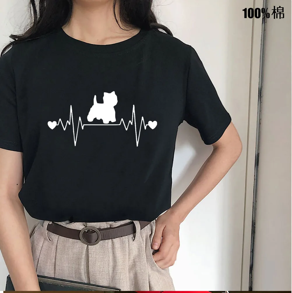 

Dog Heartbeat Print Women tshirt Casual Cotton Hipster Funny t shirt For Girl Top Tee Tumblr Drop Ship