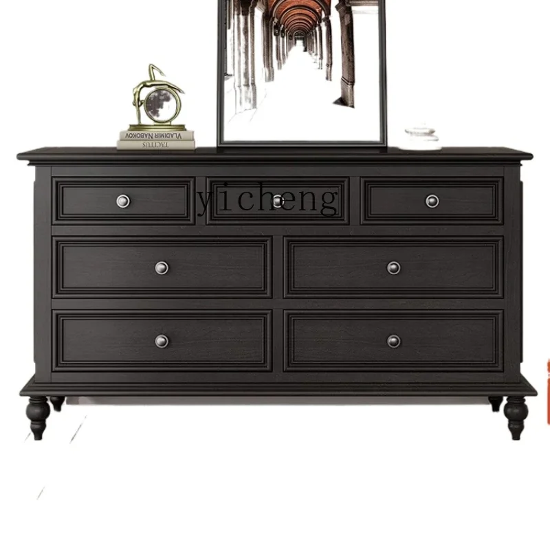

Retro Solid Wood Chest of Drawers Modern Minimalist Drawer Storage Cabinet
