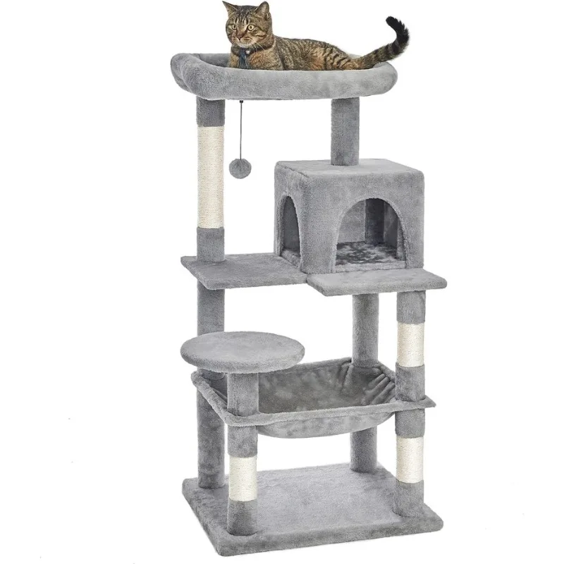 

46.5 inches Cat Tree Multi-Level Cat Tower with Sisal-Covered Scratching Posts, Plush Perches, Hammock and Condo