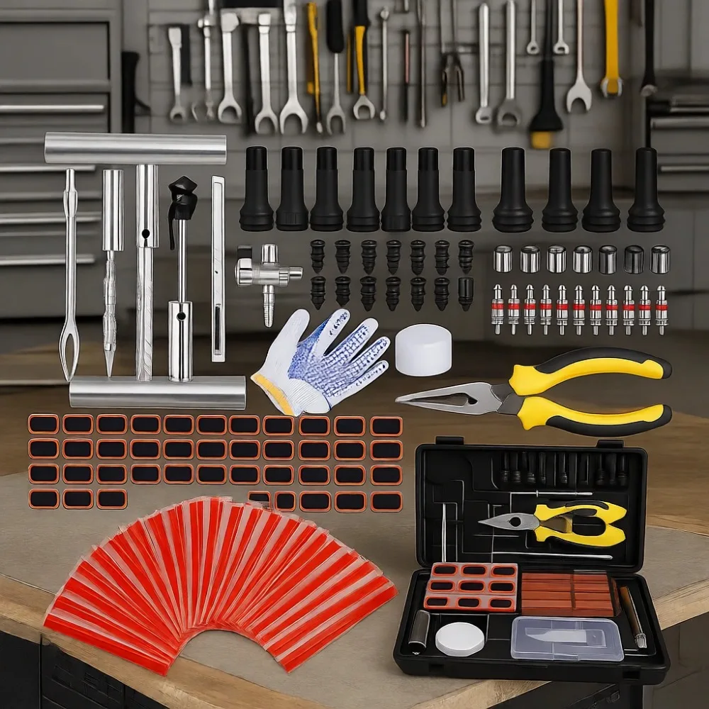 

160 Piece Heavy Duty Tire Plug Patch Kit with T Handle Tools for Car SUV Motorcycle ATV