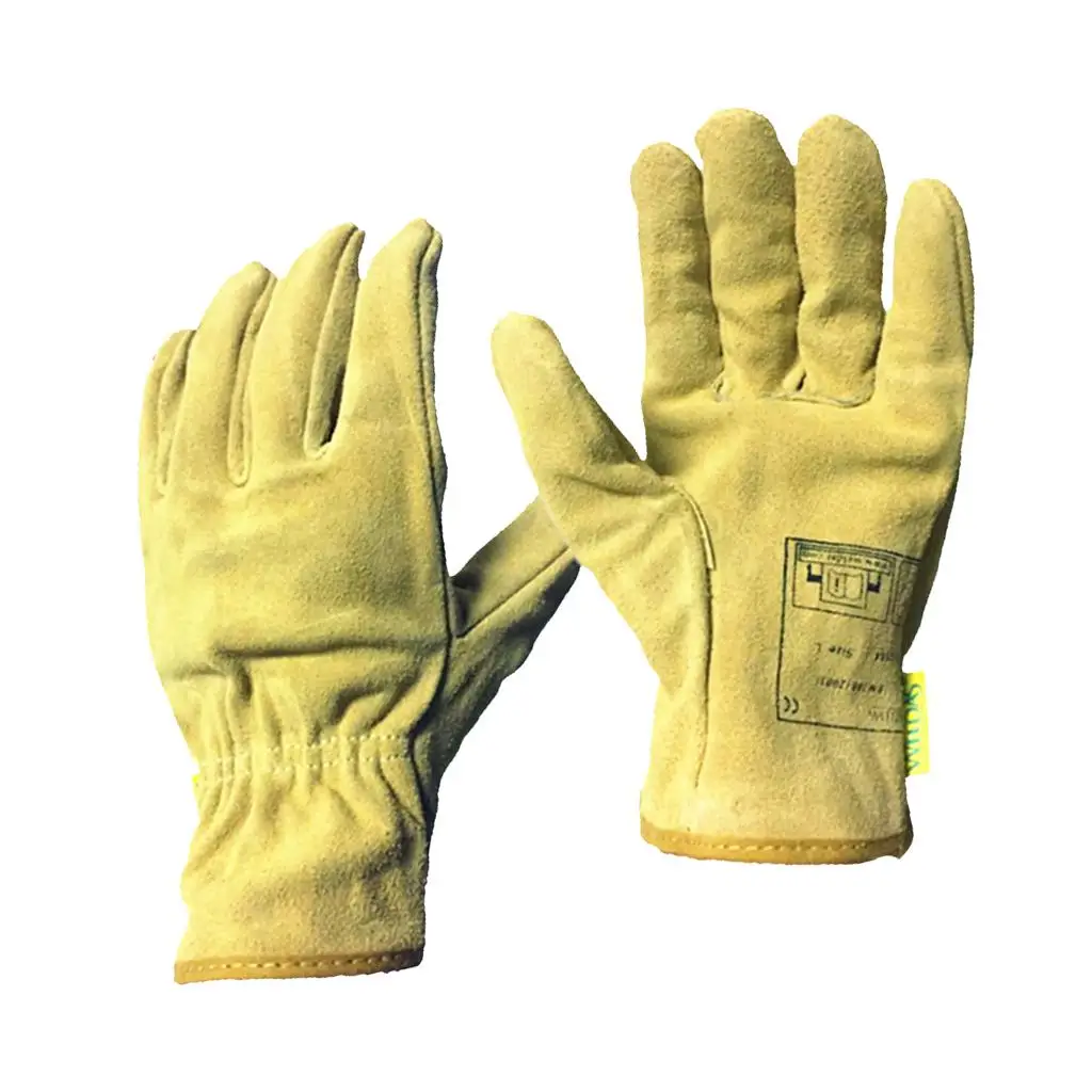 Welding Gloves, Resistant, Cowhide Leather Protective Gauntlets Yellow