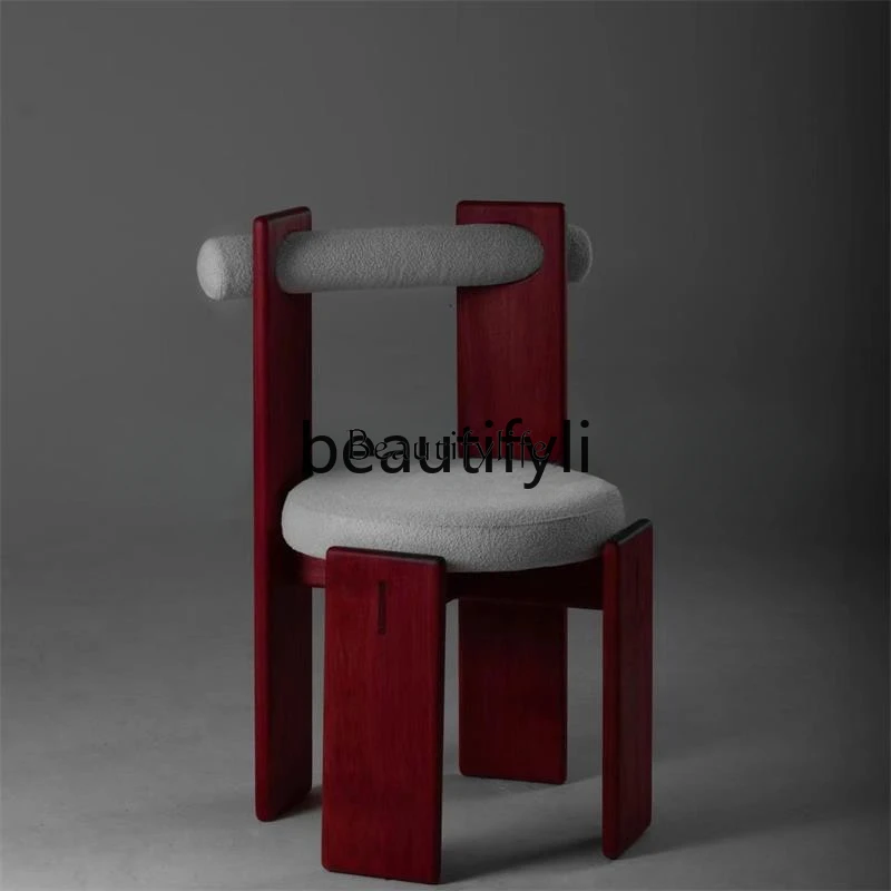

Medieval simple solid wood dining chair, desk chair, curved backrest, Nordic restaurant chair