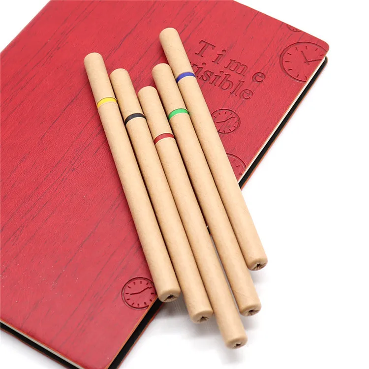 Hot selling kraft paper ballpoint pen biodegradable environmentally friendly paper pen notebook matching gift