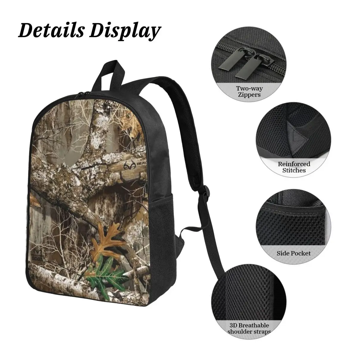 Real Tree Backpack Student Boys Girls BookBag School Bag Computer Shoulder Bags 3ps Insulated Lunch Bag Pencil Case